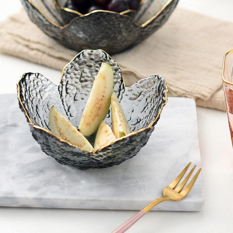 Textured Glass Petal Bowls with Gold Rim, 3 Sizes, view 6
