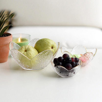 Textured Glass Petal Bowls with Gold Rim, 3 Sizes, view 9
