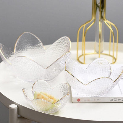 Textured Glass Petal Bowls with Gold Rim, 3 Sizes, view 10