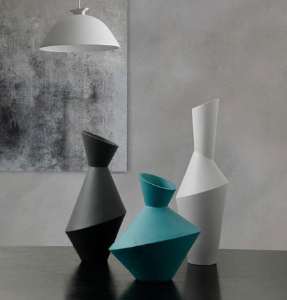 Sculptural Ceramic Vase with Angled Faces, view 3