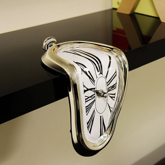 Surrealist Melting Clock, Drapes Over a Shelf Edge