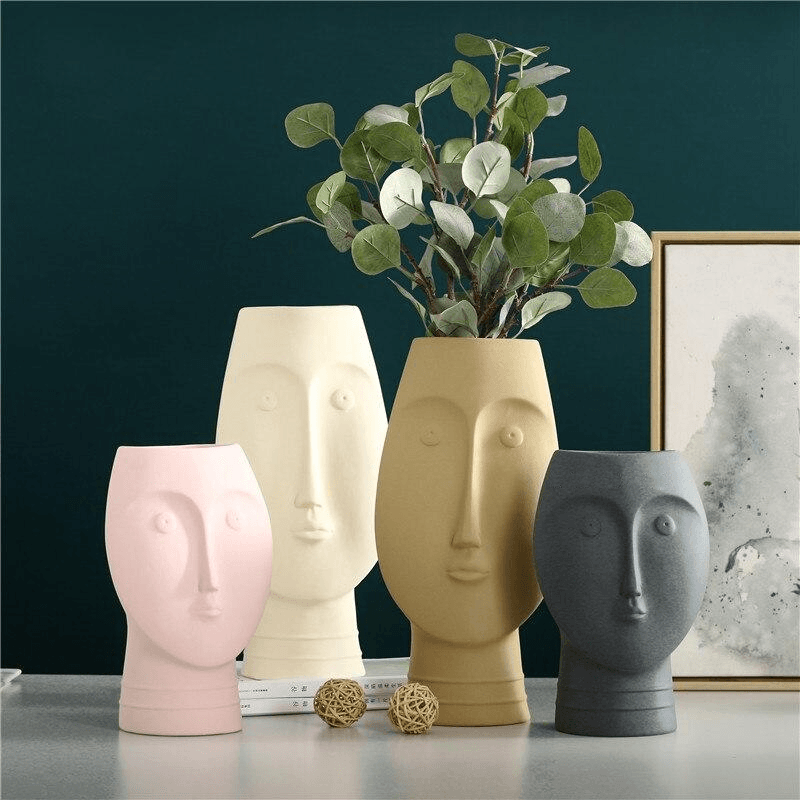 Ceramic Face Vase, Medium 9.5 in or Large 13 in
