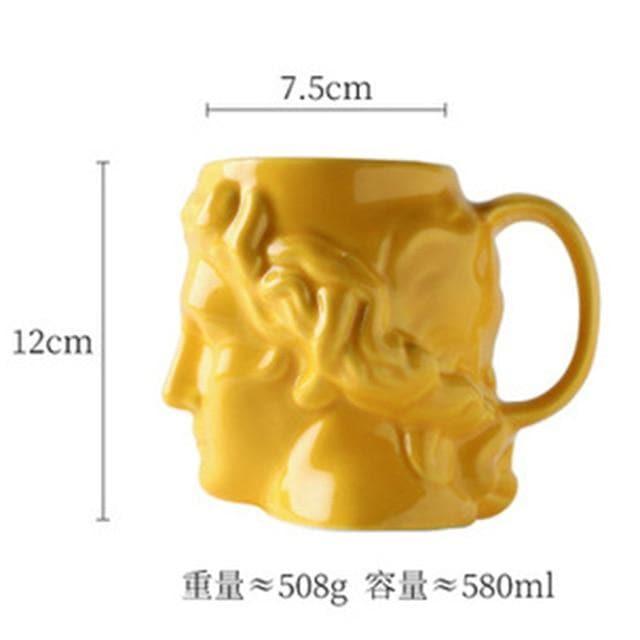 Sculpted David Head Ceramic Mug, 19 oz, view 8