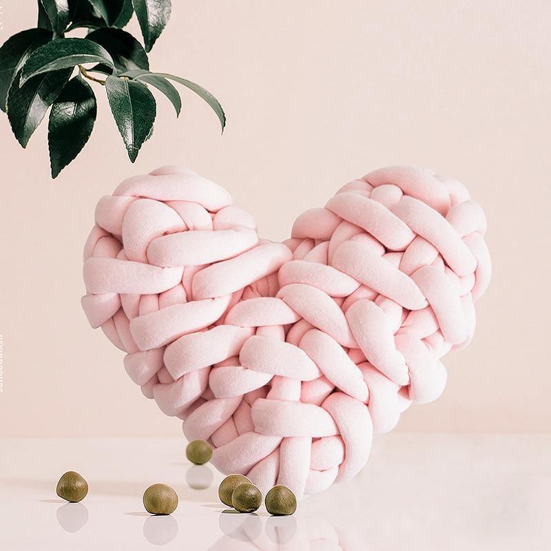 Heart-Shaped Chunky Knot Cotton Cushion, Twelve Colors