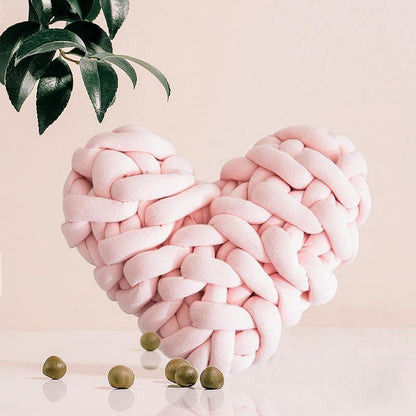 Heart-Shaped Chunky Knot Cotton Cushion, Twelve Colors