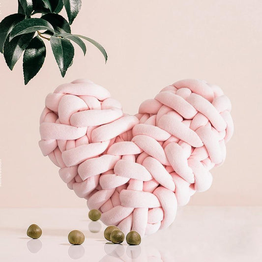Heart-Shaped Chunky Knot Cotton Cushion, Twelve Colors