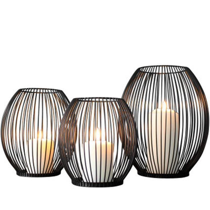 Black Wire Cage Candle Lantern, Three Sizes, view 12