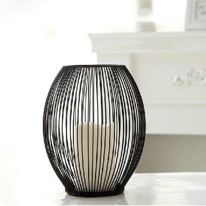 Black Wire Cage Candle Lantern, Three Sizes, view 10