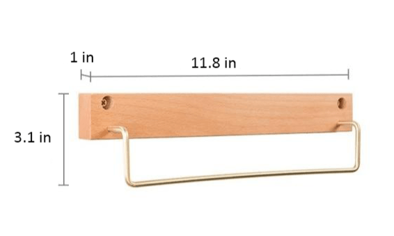 Wood and Brass Bathroom Towel Rack, Two Sizes, view 16