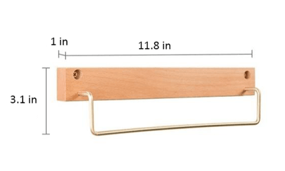 Wood and Brass Bathroom Towel Rack, Two Sizes, view 16