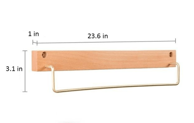 Wood and Brass Bathroom Towel Rack, Two Sizes, view 17