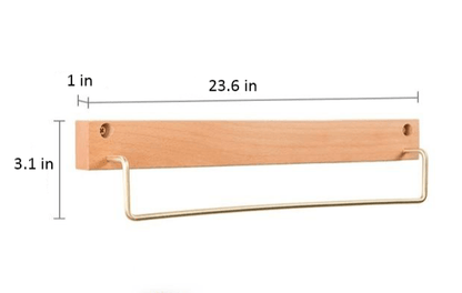 Wood and Brass Bathroom Towel Rack, Two Sizes, view 17
