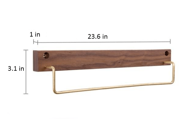 Wood and Brass Bathroom Towel Rack, Two Sizes, view 19