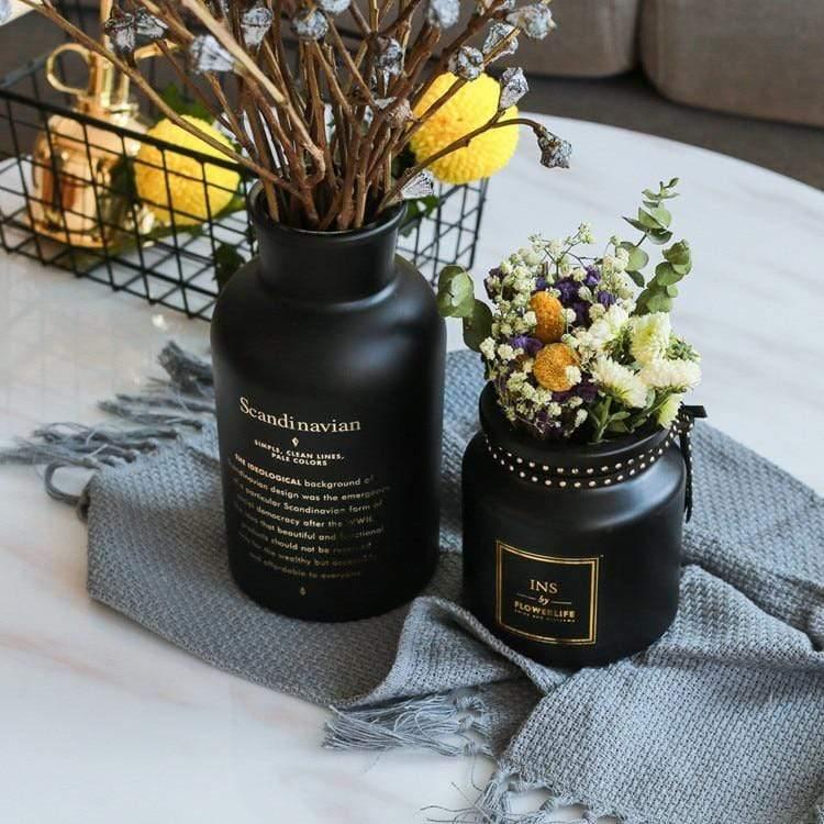 Black Table Vase in Three Sizes for Short Stems, view 2