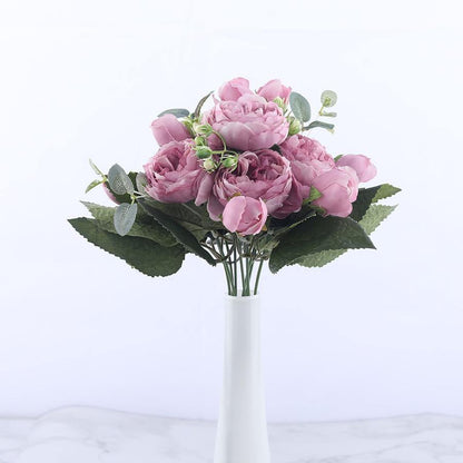 9-Stem Faux Silk Peony Set with 5 Blooms and 4 Buds, view 4