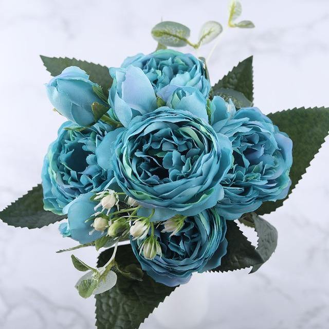 9-Stem Faux Silk Peony Set with 5 Blooms and 4 Buds, view 16