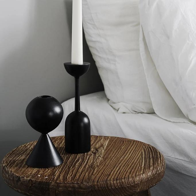 Black Wood Taper Candle Holders, Five Shapes, view 4