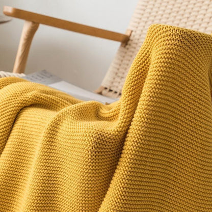 Knitted Throw Blanket with Corner Tassels, view 3
