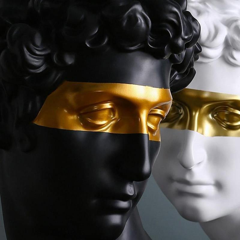 David Bust Statue with Gold Accent, White or Black, view 6