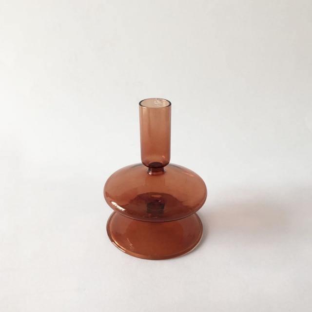 Brown Borosilicate Glass Taper Candle Holders, view 4