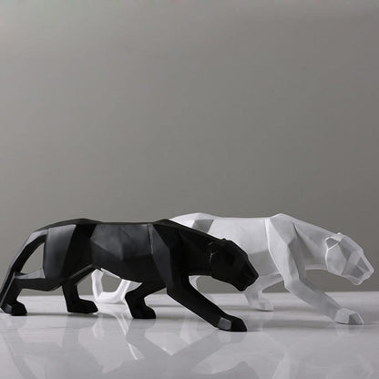 Geometric Panther Sculpture in Resin, 10.2 in