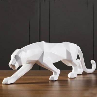 Geometric Panther Sculpture in Resin, 10.2 in, view 5