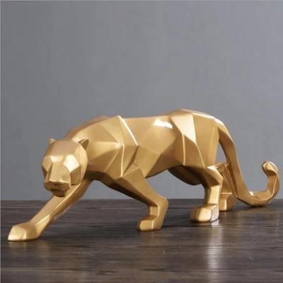 Geometric Panther Sculpture in Resin, 10.2 in, view 4