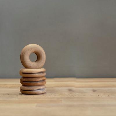 Round Wooden Bag Clips in Beech and Walnut, view 8