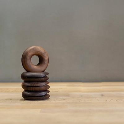 Round Wooden Bag Clips in Beech and Walnut, view 4