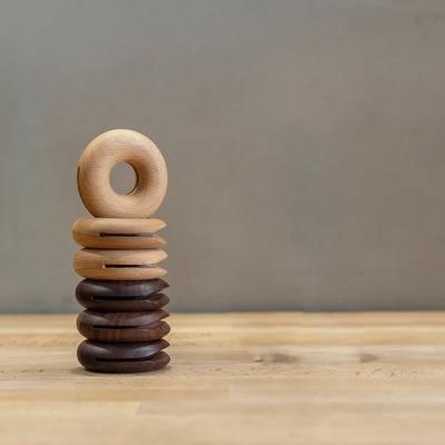 Round Wooden Bag Clips in Beech and Walnut, view 9