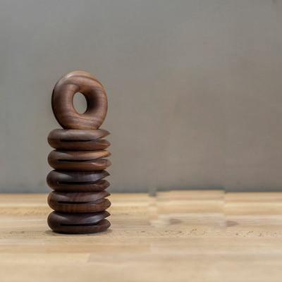 Round Wooden Bag Clips in Beech and Walnut, view 5