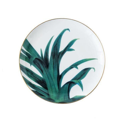 Hand Painted Tropical Leaf Ceramic Plate, 8 in, view 5