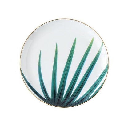 Hand Painted Tropical Leaf Ceramic Plate, 8 in, view 8