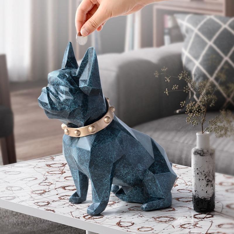 French Bulldog Coin Bank in Resin with Opening Base
