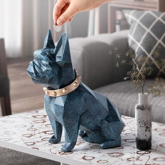 French Bulldog Coin Bank in Resin with Opening Base