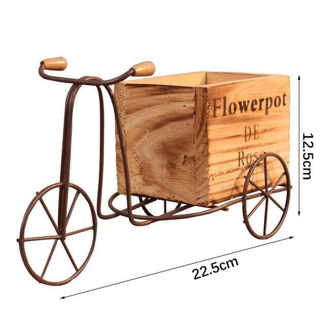 Iron Tricycle Planter Stand with Wooden Crate, view 12