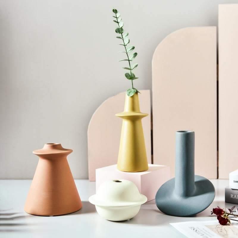 Hand Painted Ceramic Orbit Vase in Four Colors