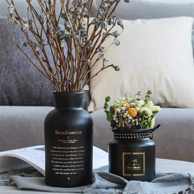 Black Table Vase in Three Sizes for Short Stems