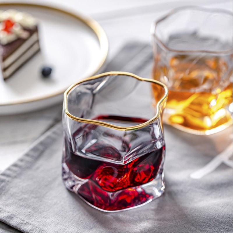 Textured Borosilicate Whiskey Glasses, Set of Two