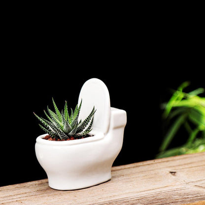 Ceramic Toilet Shaped Succulent Planter, view 4