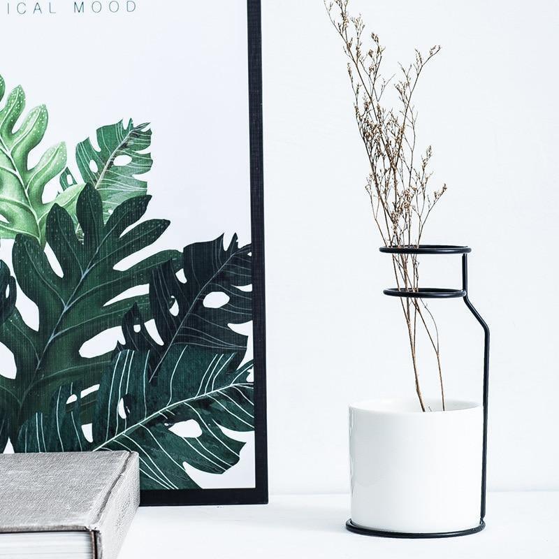 Porcelain Bud Vase on an Iron Stand, Two Sizes, view 3