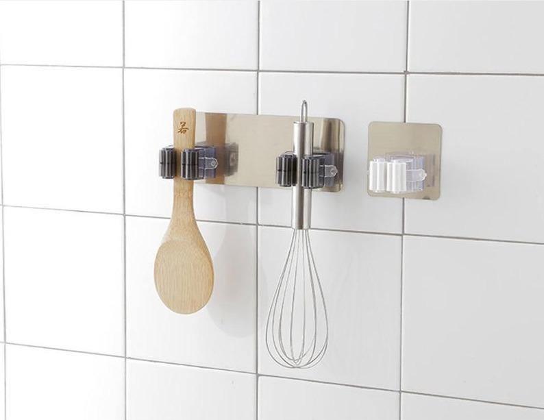 Adhesive Wall Hooks for Brooms and Mops, Single or Double, view 2