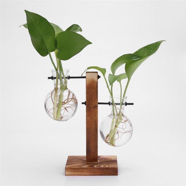 Vertical Wood Stand Propagation Vase, One or Two Bulbs, view 9