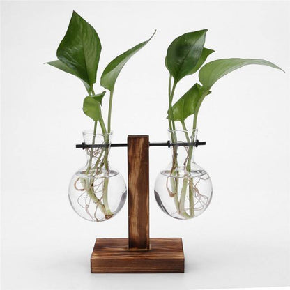 Vertical Wood Stand Propagation Vase, One or Two Bulbs, view 7
