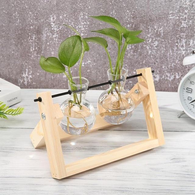 A Frame Wood Stand Propagation Vase, One to Three Bulbs, view 6
