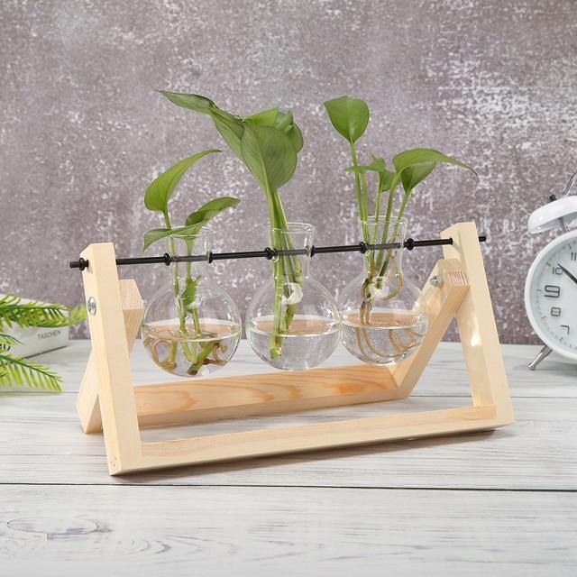 A Frame Wood Stand Propagation Vase, One to Three Bulbs, view 4