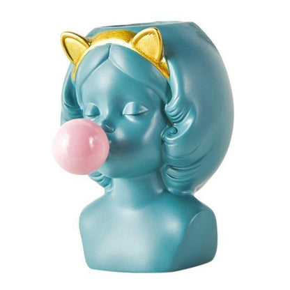 Bubblegum Girl Bust Planter with Cat or Bunny Ears, view 9