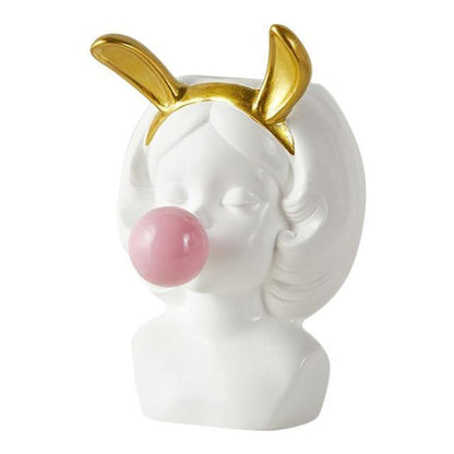 Bubblegum Girl Bust Planter with Cat or Bunny Ears, view 10