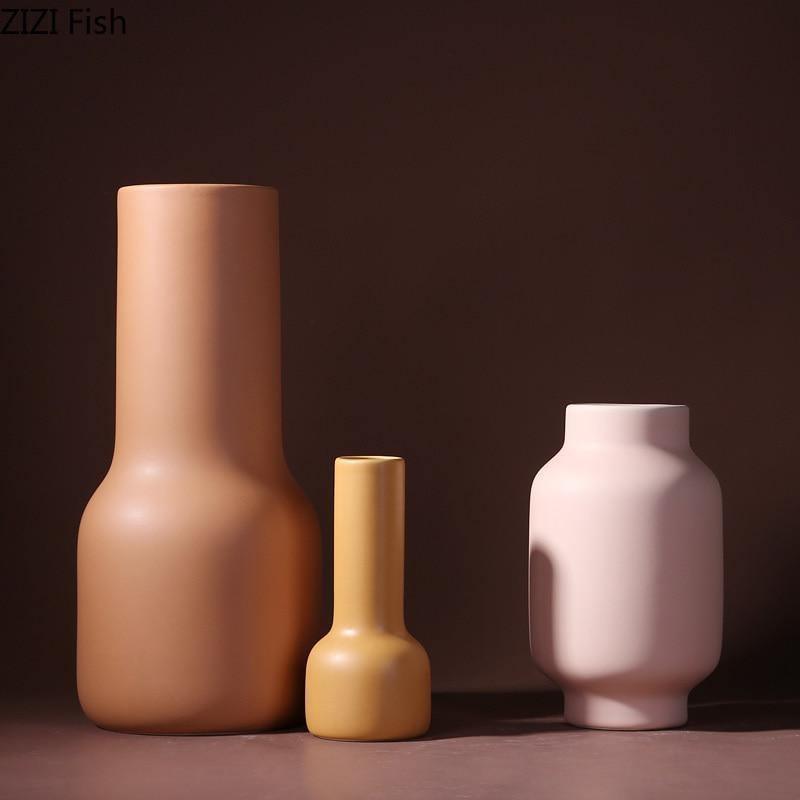 Hand Painted Matte Ceramic Vase in Warm Tones, view 9