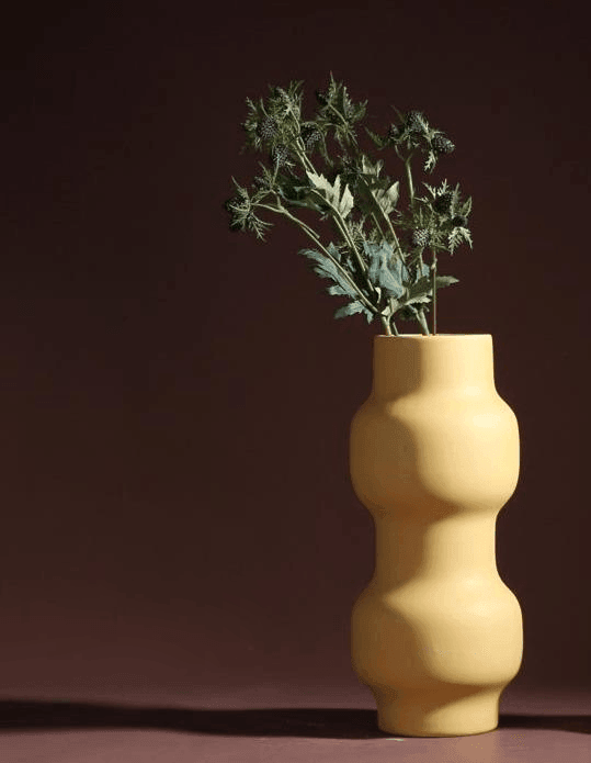 Hand Painted Matte Ceramic Vase in Warm Tones, view 12